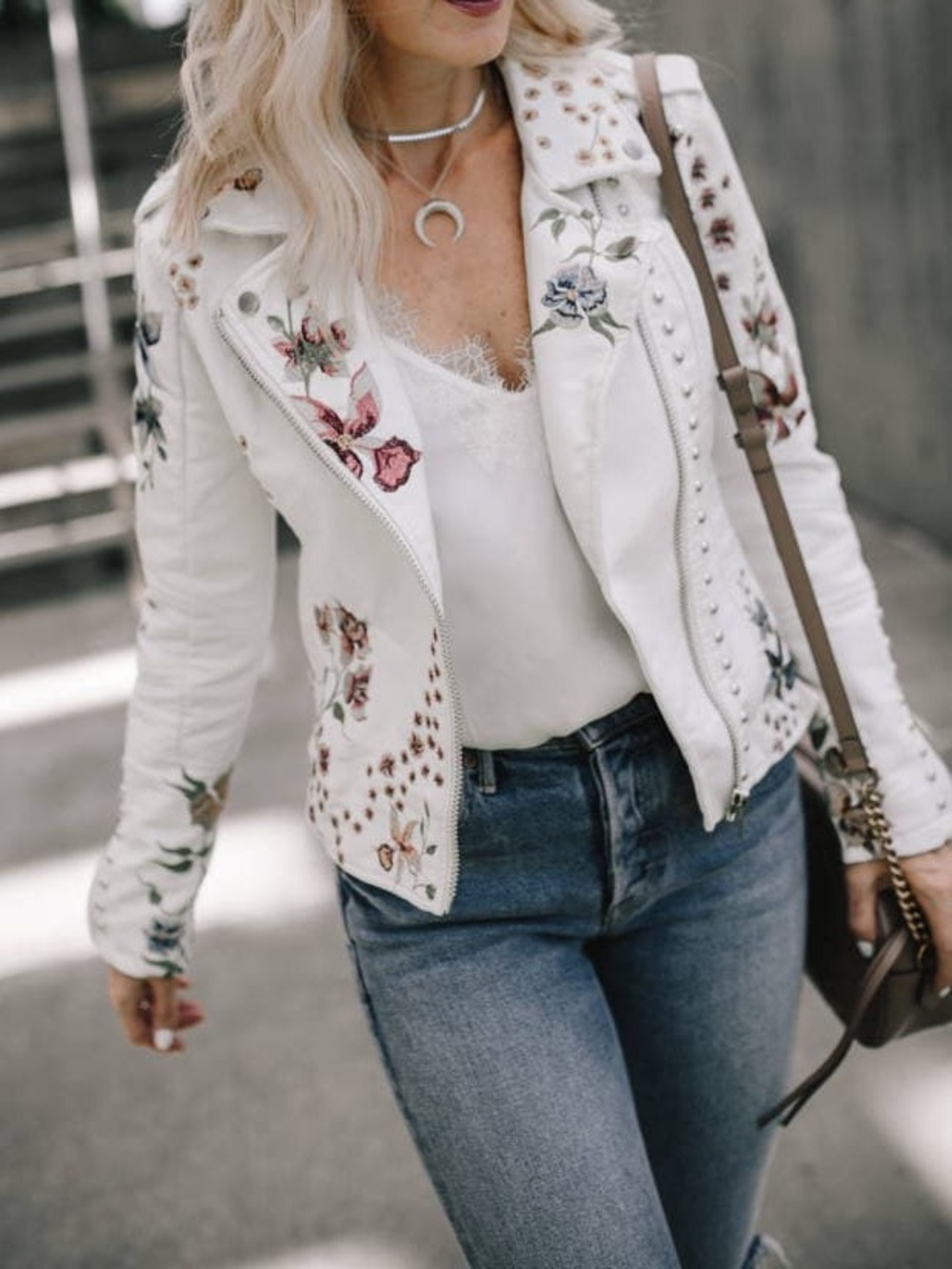 Blank NYC Embroidered Faux Leather Moto Jacket